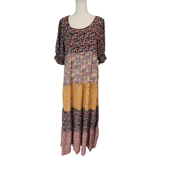 Natural‎ Life Floral Tiered Maxi Dress Cottagecore Bohemian Boho Casual Women - Picture 3 of 8